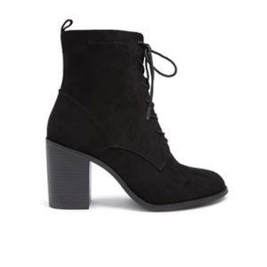 Black lace up heel booties